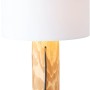 Brilliant Tischleuchte Jimena aus FSC®-Holz, 43 cm, Kiefer gebeizt mit weißem Lampenschirm.