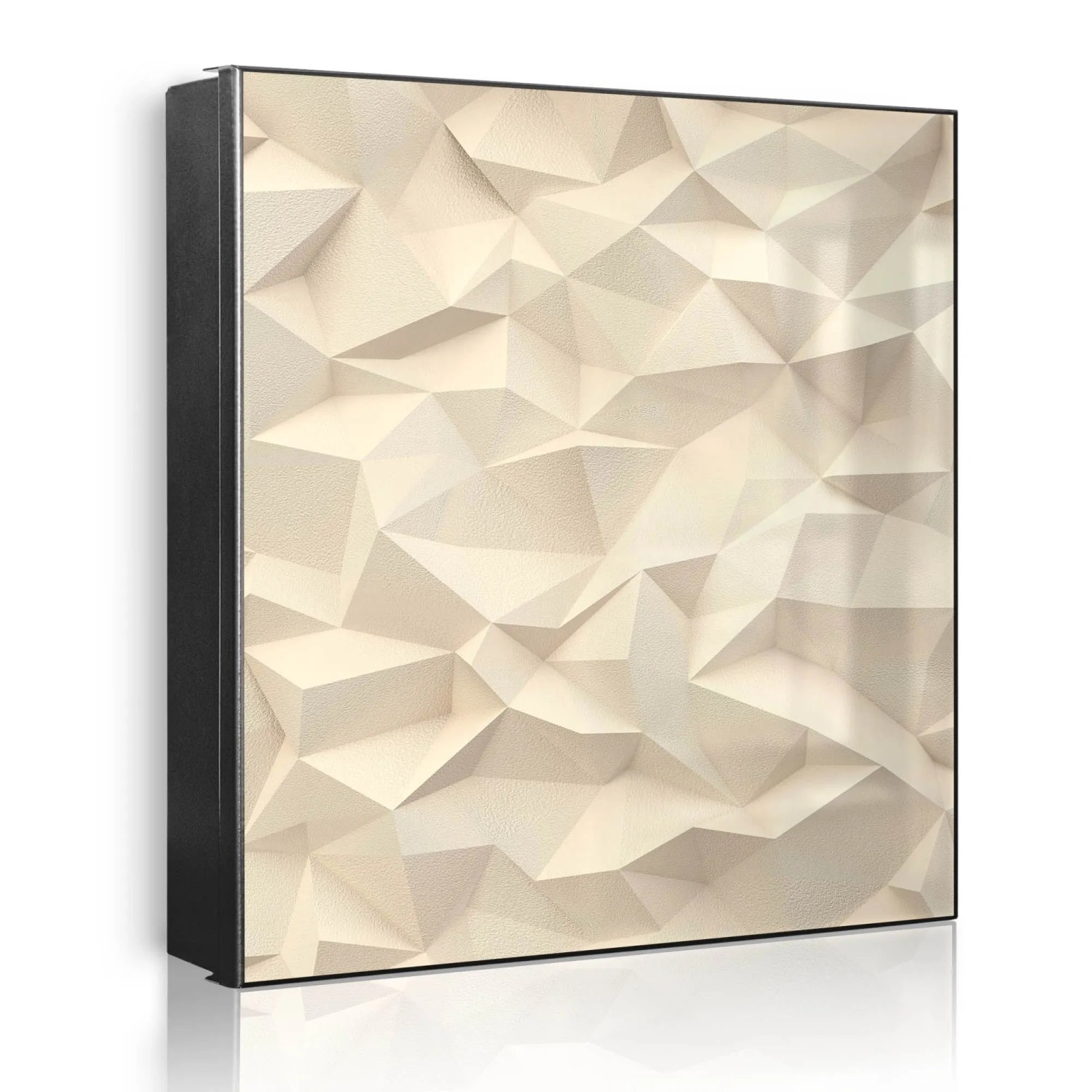 Banjado Großer Schlüsselkasten Metall 30x30cm Schwarz Scharnier Links 50 Haken Beschreibbar Magnetisch Motiv Steinwand 2