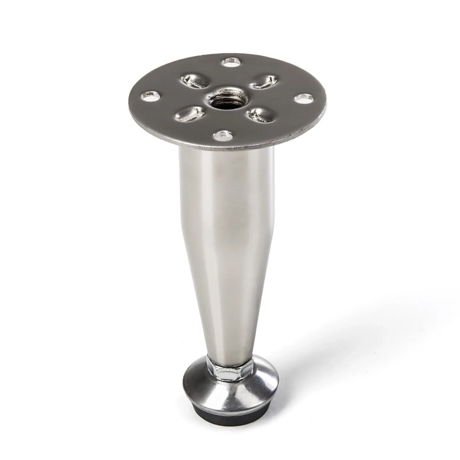 SOTECH Möbelfuß Rund 100 mm mit Höhenverstellung Bis 10 mm Edelstahloptik Matt