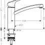 Technische Zeichnung Hansgrohe Logis Küchenarmatur, 160mm, Chrom, Maße und Anschlüsse