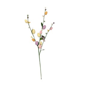 Boltze Dekozweig Beverly, 60 cm, mit bunten Deko-Eiern und Perlen als frühlingshafte Kunstpflanze.