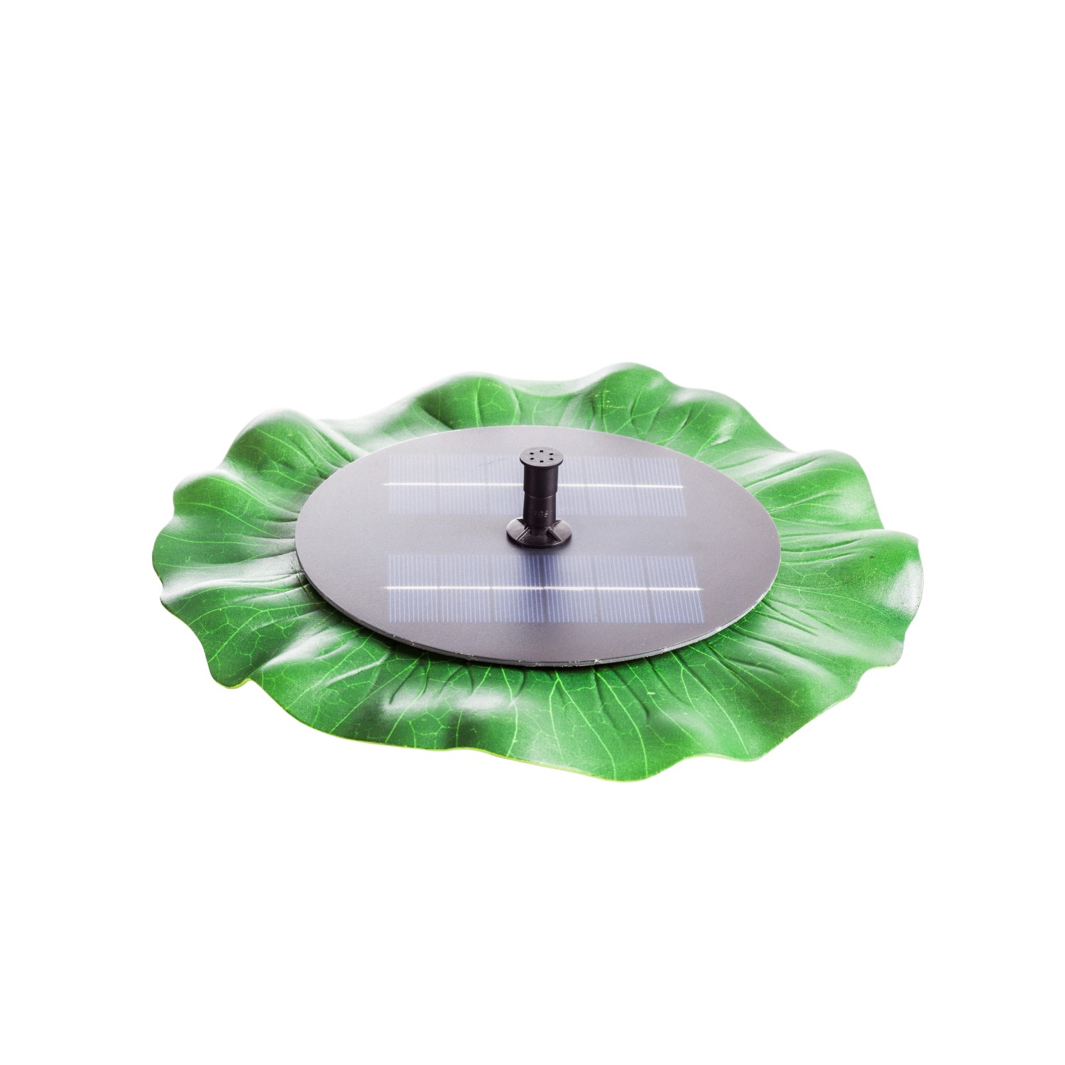 Heissner Solar-Teichpumpen-Set 150 l/h, schwimmende Solarinsel mit Seerosenblatt.
