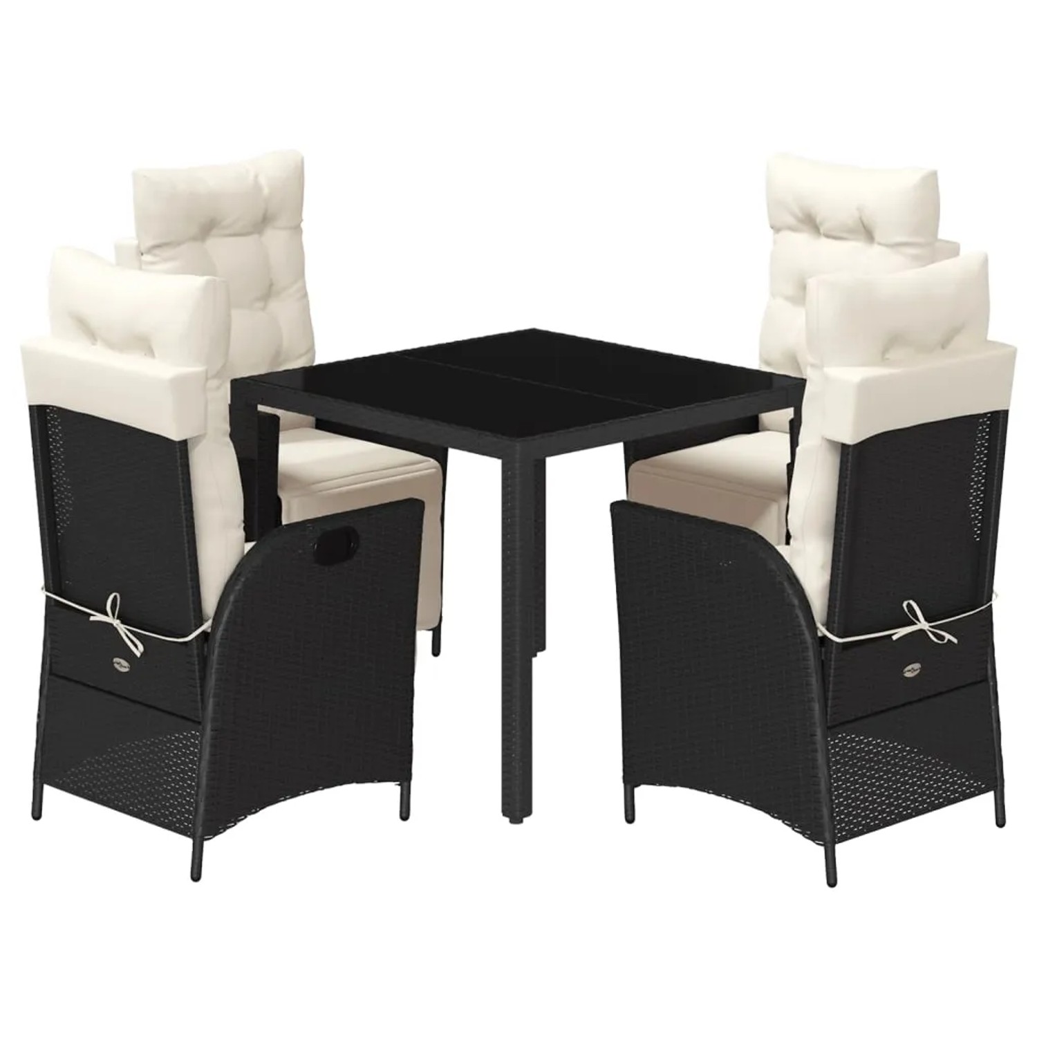 vidaXL 5-Tlg Garten-Essgruppe mit Kissen Schwarz Poly Rattan 3213315
