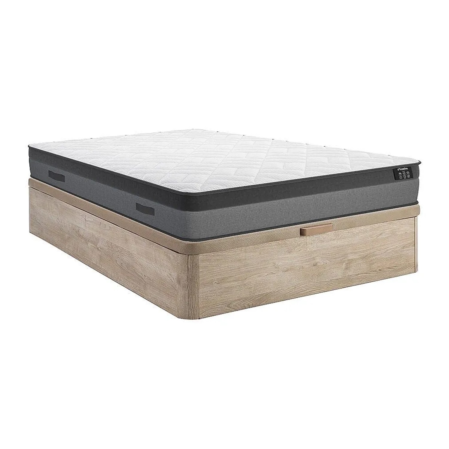 Vente-unique Matratze Und Bettgestell Mit Lattenrost Und Bettkasten Illusion Naturfarben Hell 200 cm