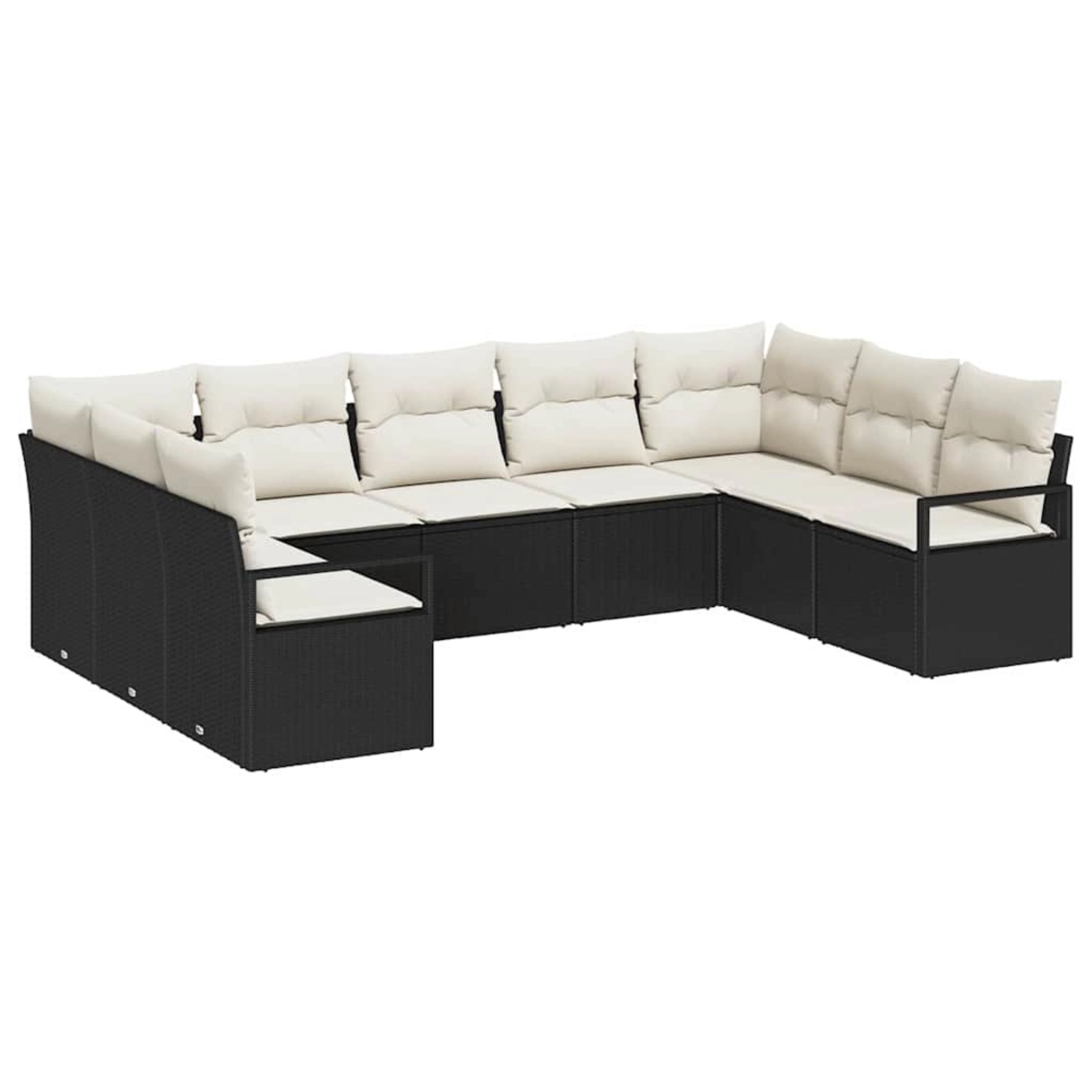 vidaXL Garten-Sofa-Set 9-Tlg Schwarz Poly Rattan 3346537 günstig online kaufen