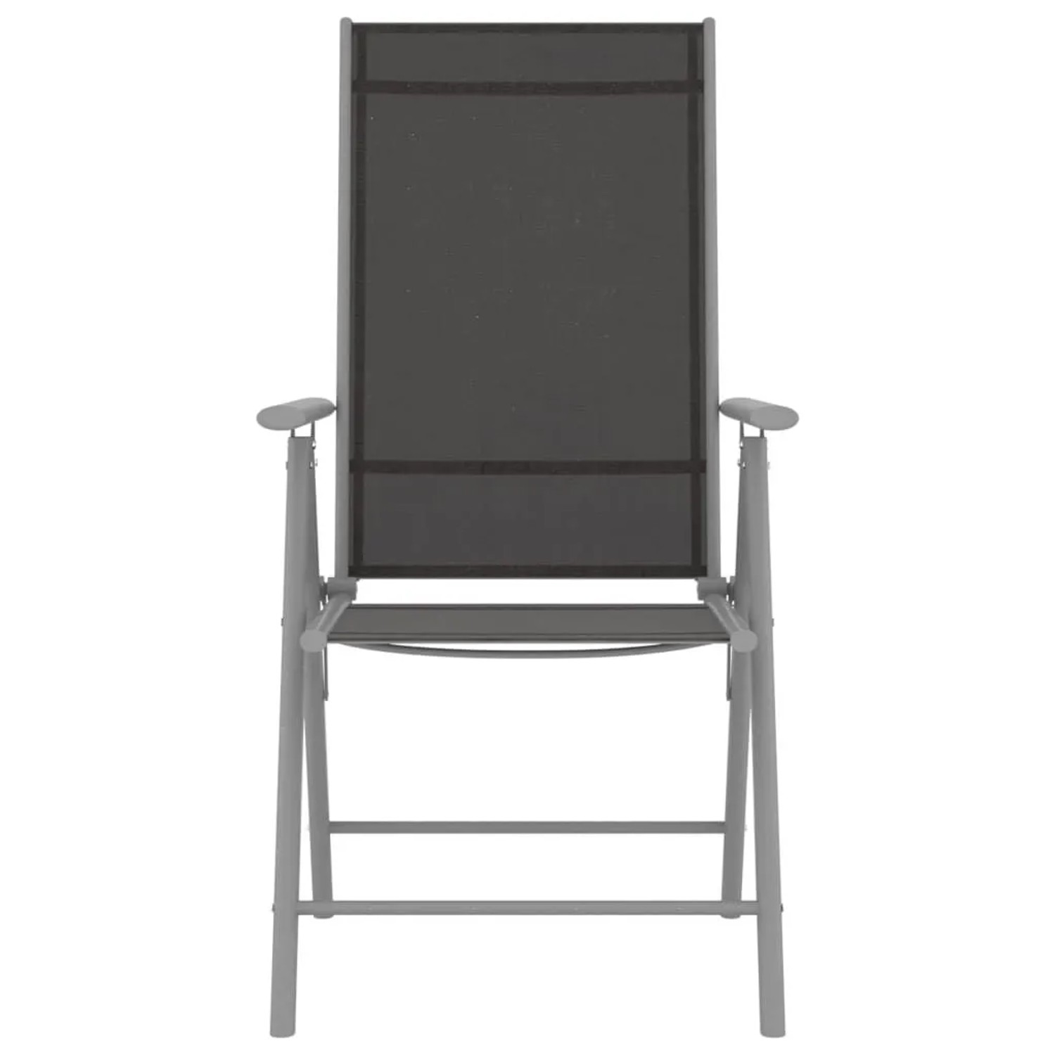 Furnicato Gartenstuhl, klappbar, 2er Set, Textilene schwarz, mit Aluminiumrahmen.