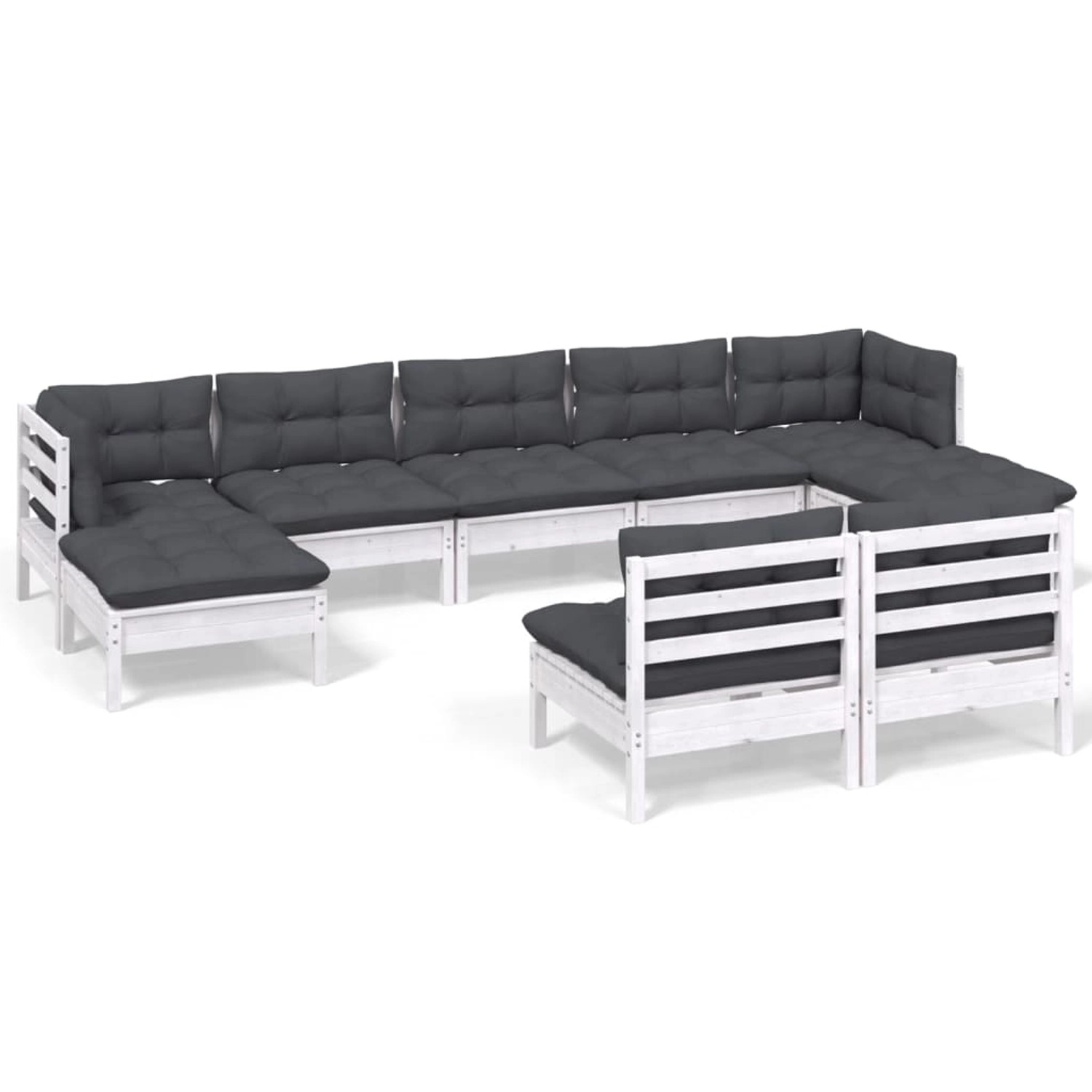 vidaXL 9-Tlg Garten-Lounge-Set mit Kissen Weiß Kiefernholz 3097104 günstig online kaufen