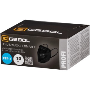 Gebol Schutzmaske FFP2 Compact, 10er Packung, schwarze Atemschutzmaske in Box.