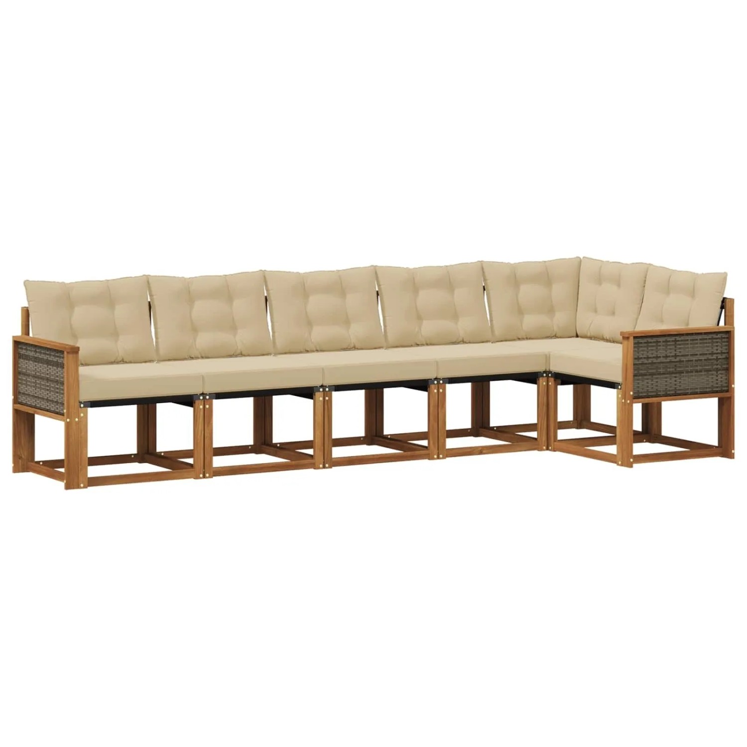 vidaXL Outdoor-Sofagarnitur mit Kissen 6 Stk Natur und Beige 3381981