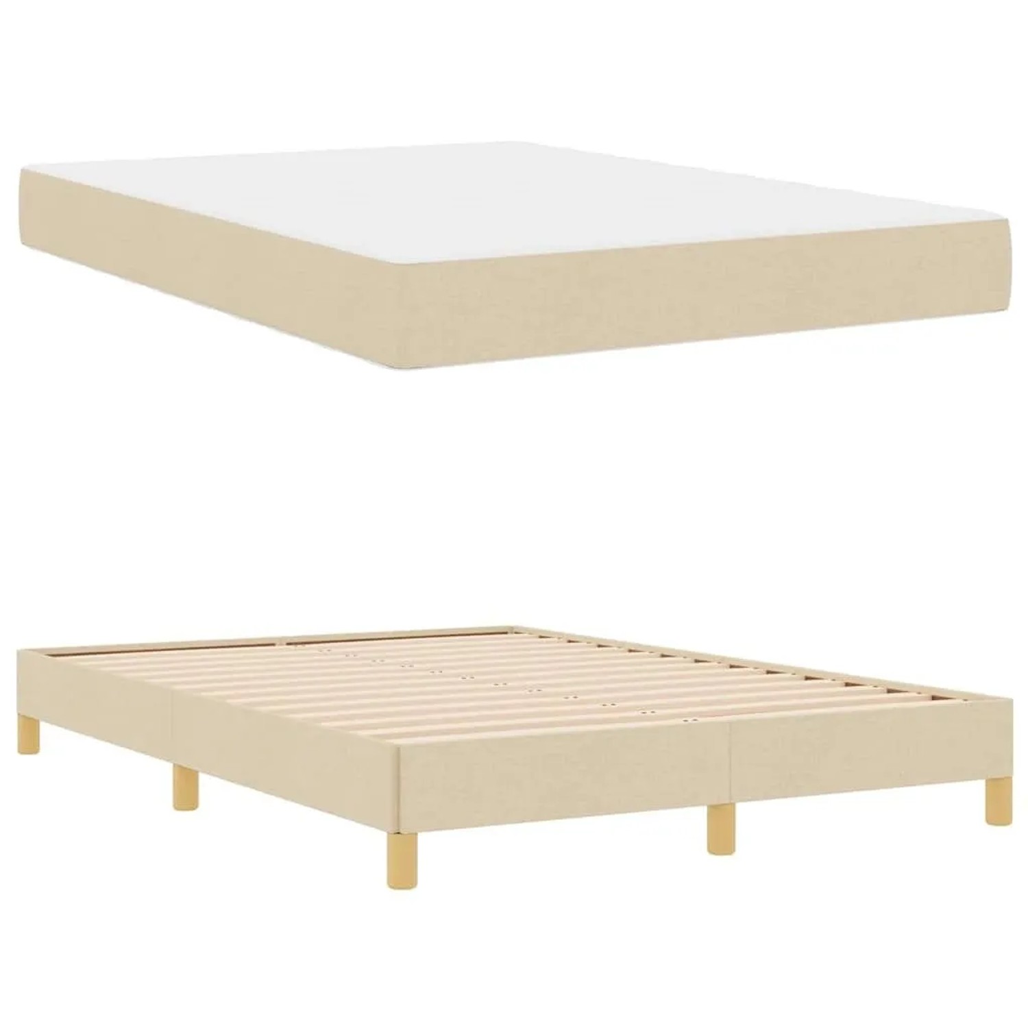 vidaXL Boxspringbett Creme 140 x 200 cm Stoff 3398575 günstig online kaufen