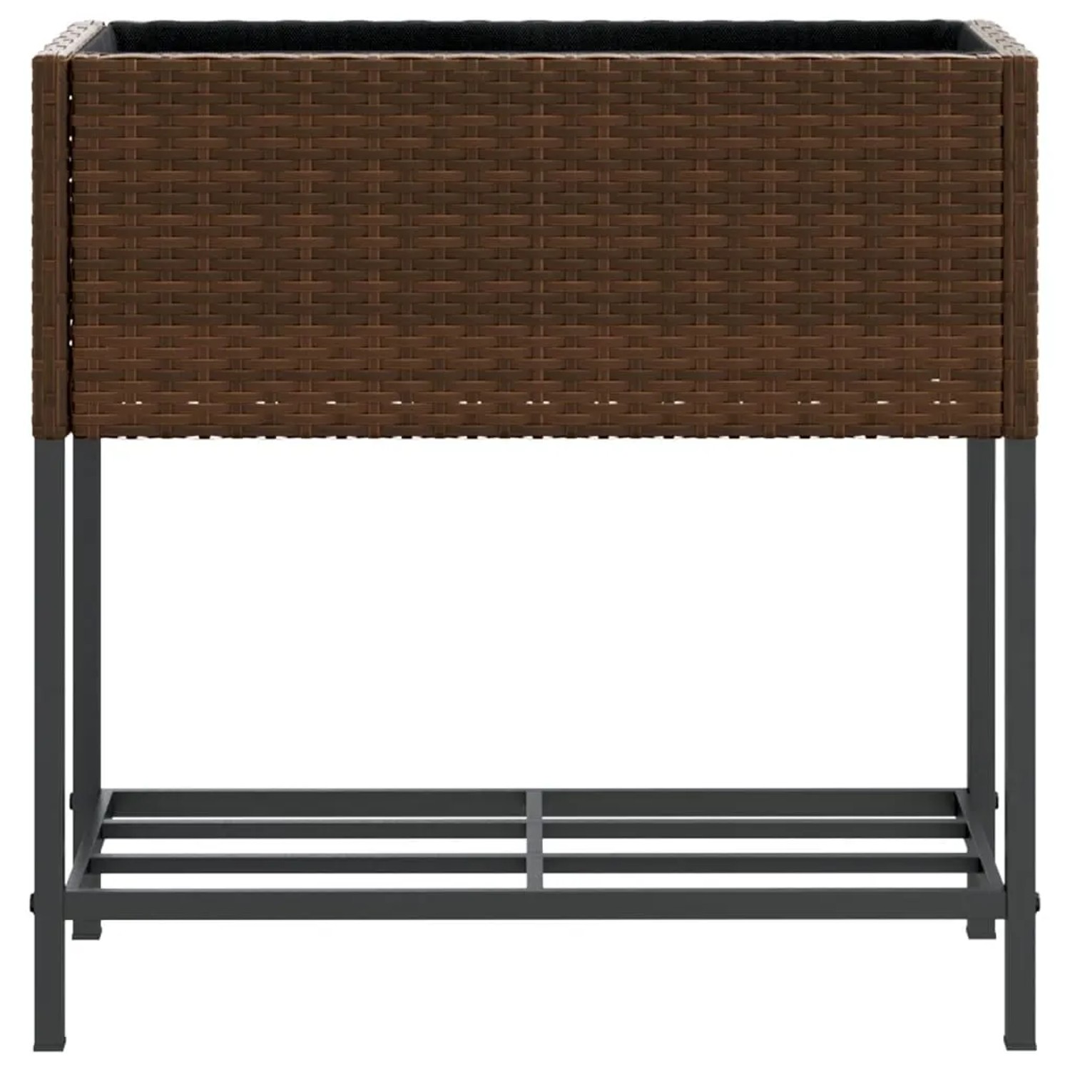Brauner vidaXL Pflanzkübel mit Ablage aus Poly Rattan für den Garten.