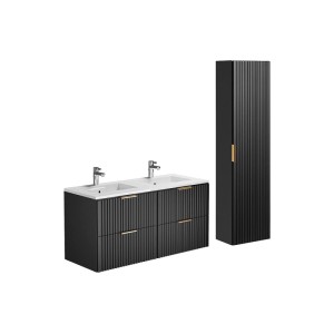 Vente-unique Badmöbel-Set Zevara Schwarz 120 cm