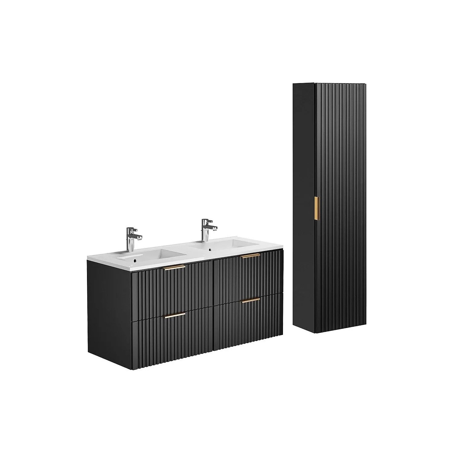Vente-unique Badmöbel-Set Zevara Schwarz 120 cm
