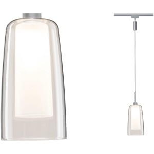Paulmann URail LED Pendelleuchte Arido II, 5W, Chrom matt, für Schienensysteme. Glaspendel mit warmweißem Licht.