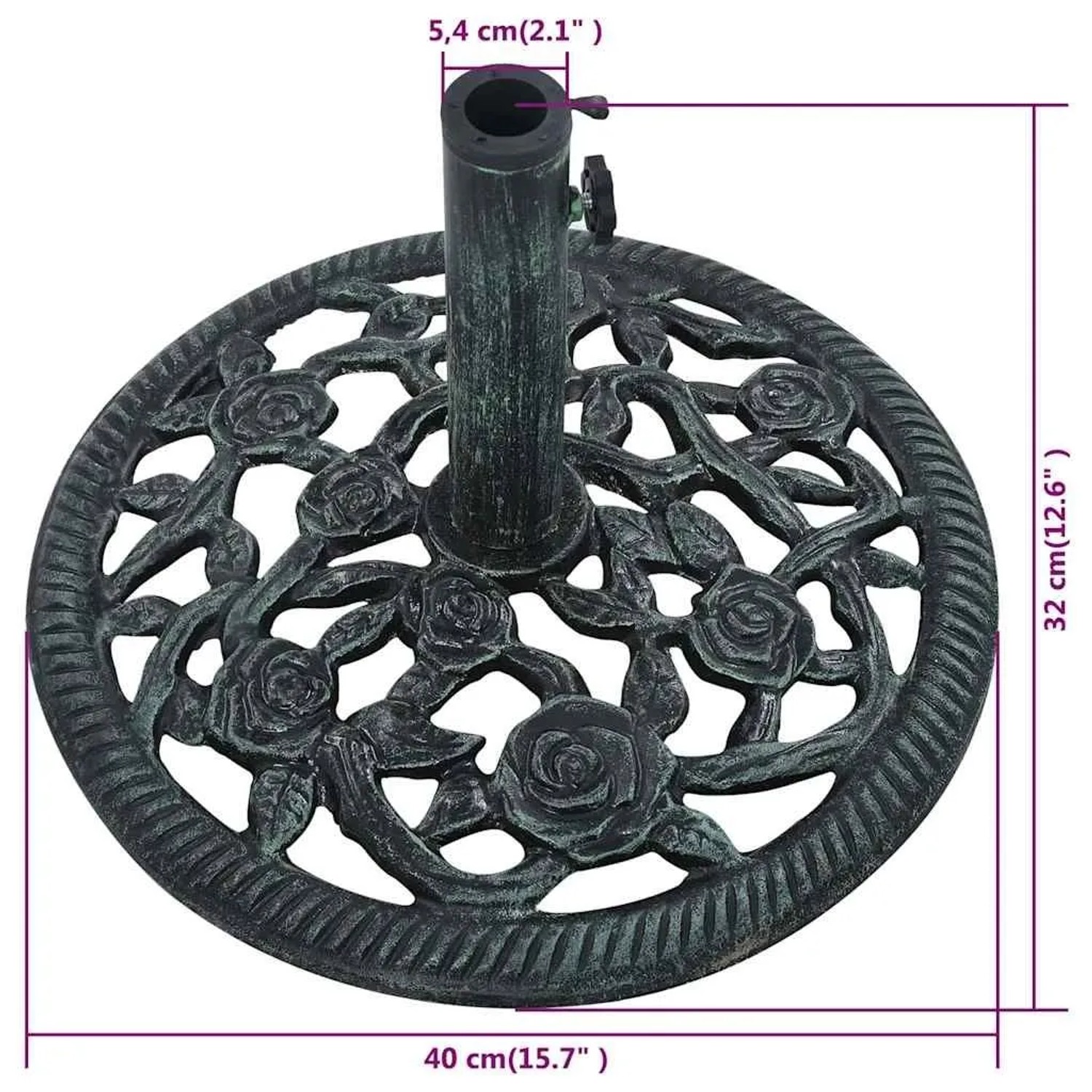 vidaXL Sonnenschirmständer Grün 9 kg 40 cm Gusseisen 47863_9