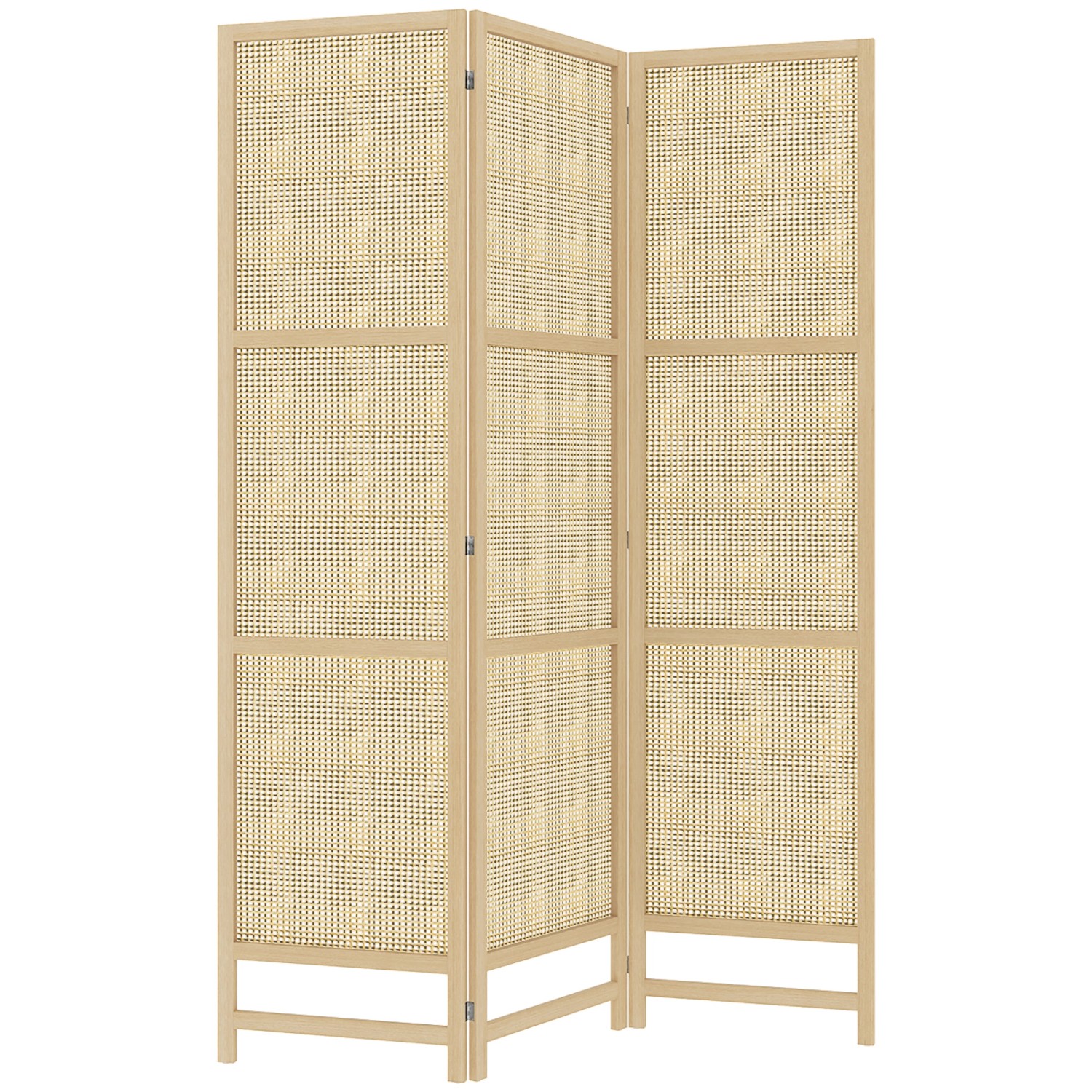 HOMCOM Paravent 3-teilig PP Rattan Naturholz 135L x 1,7B x 180H cm günstig online kaufen