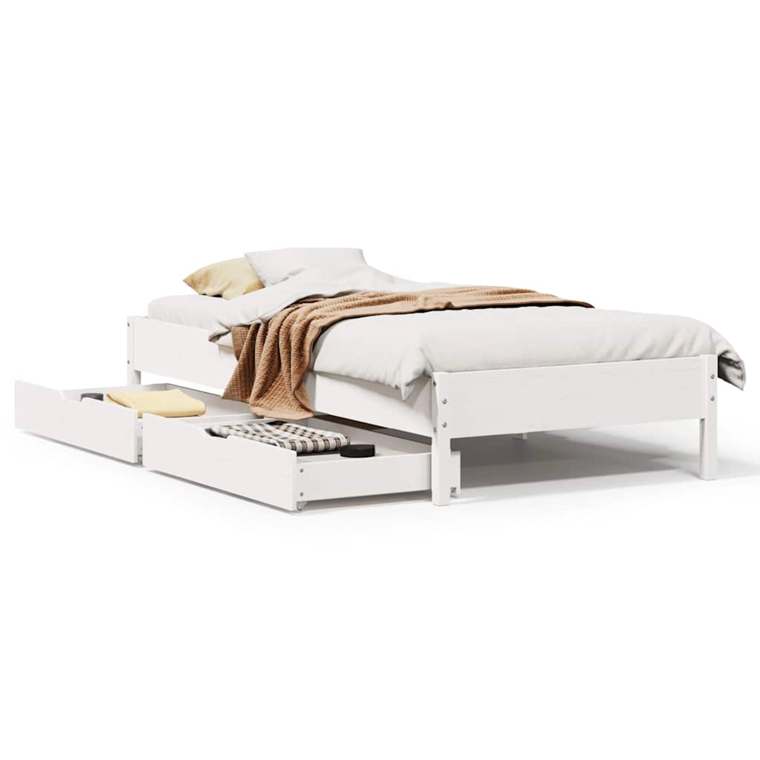 vidaXL Massivholzbett ohne Matratze Weiß 90x190 cm Kiefernholz 3301732 günstig online kaufen