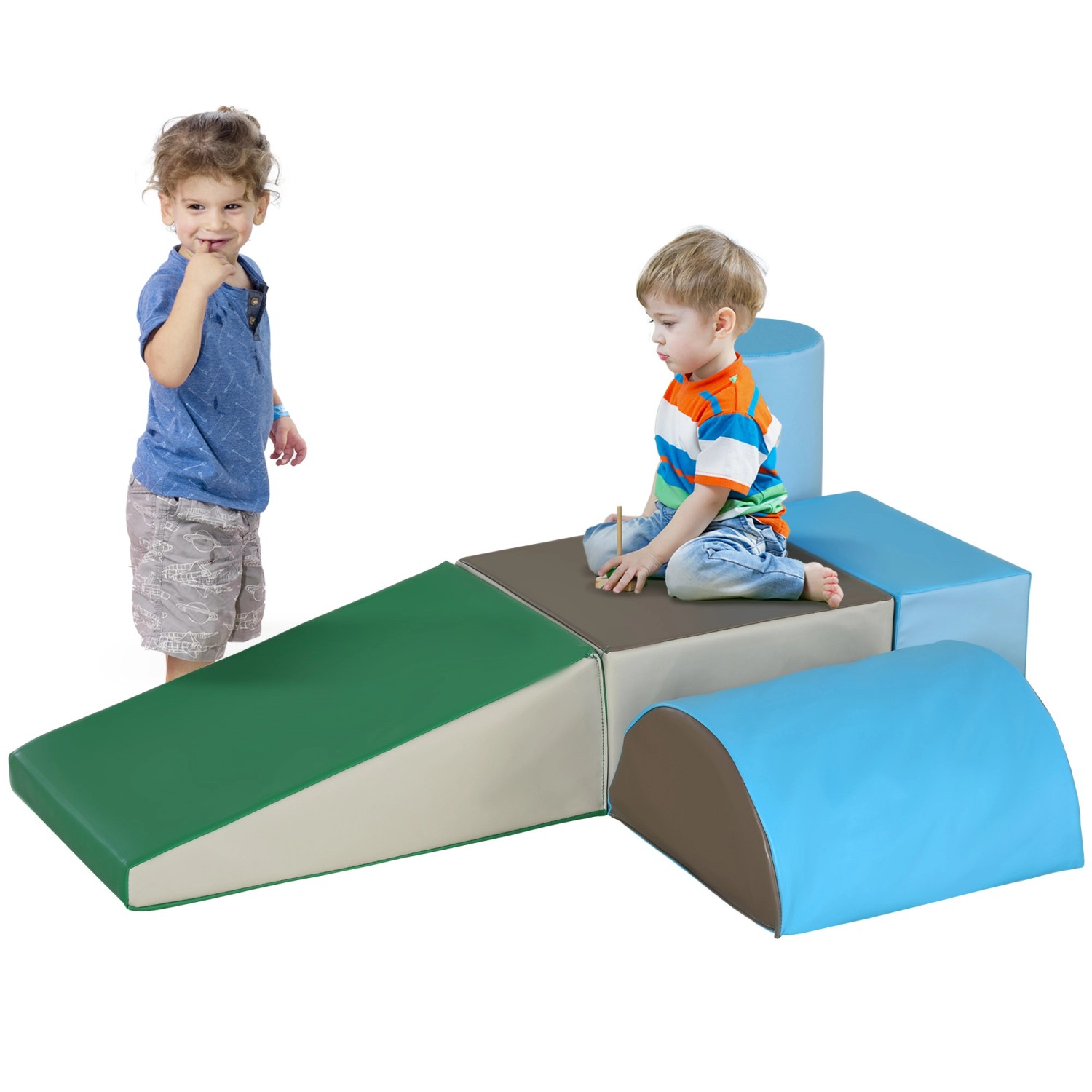 HOMCOM Bausteinset  Kunstleder Schaumstoff Mehrfarbig 40,6L x 40,6B x 20,3H cm
