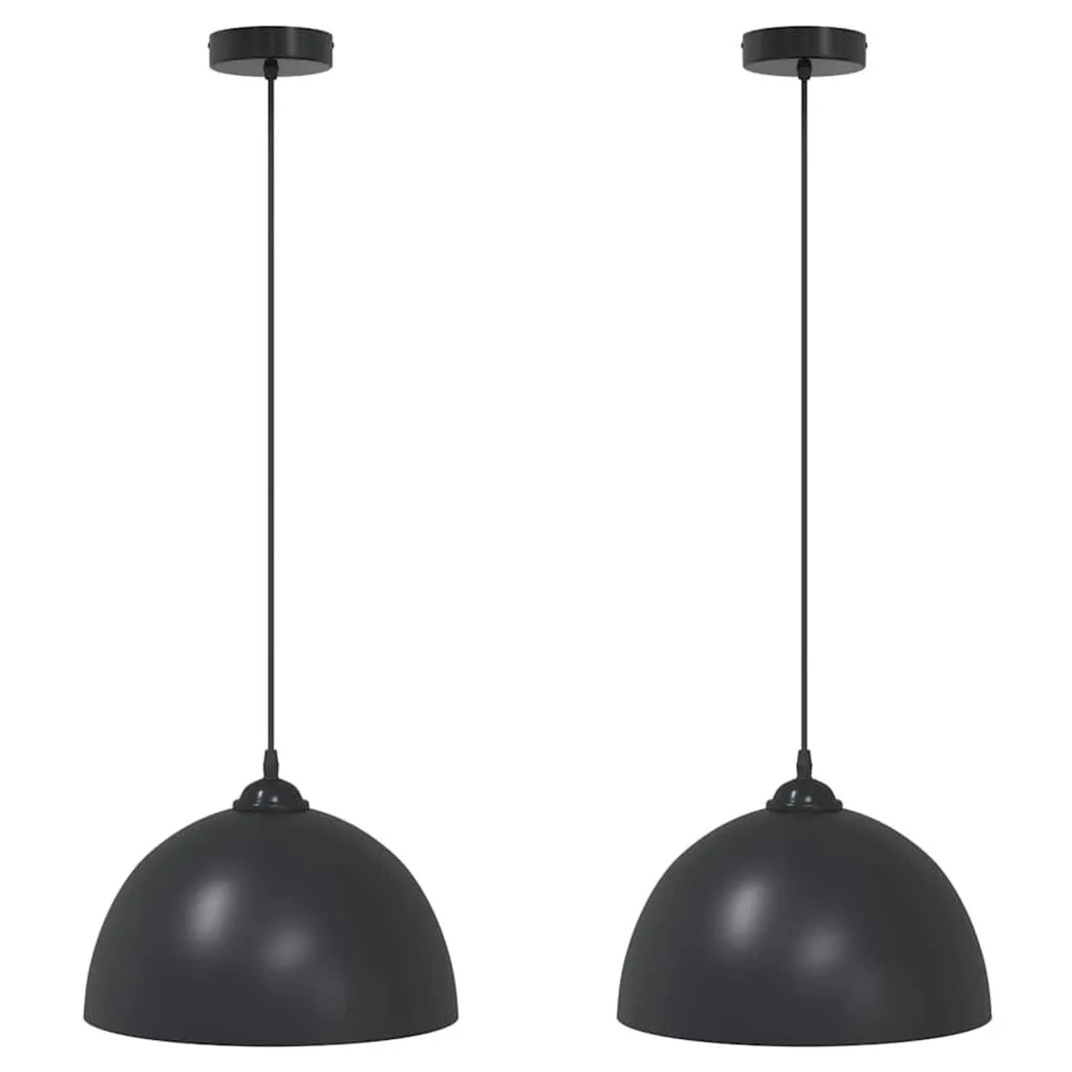 vidaXL Pendelleuchten 2 Stk Höhenverstellbar E27 Schwarz Ø30cm Metall 4103451