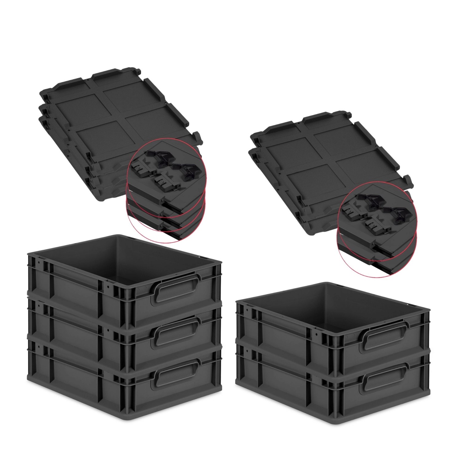 PROREGAL SuperSparSet 5x Eurobox Nextgen Grip Mit Scharnierdeckel Und Schwa günstig online kaufen