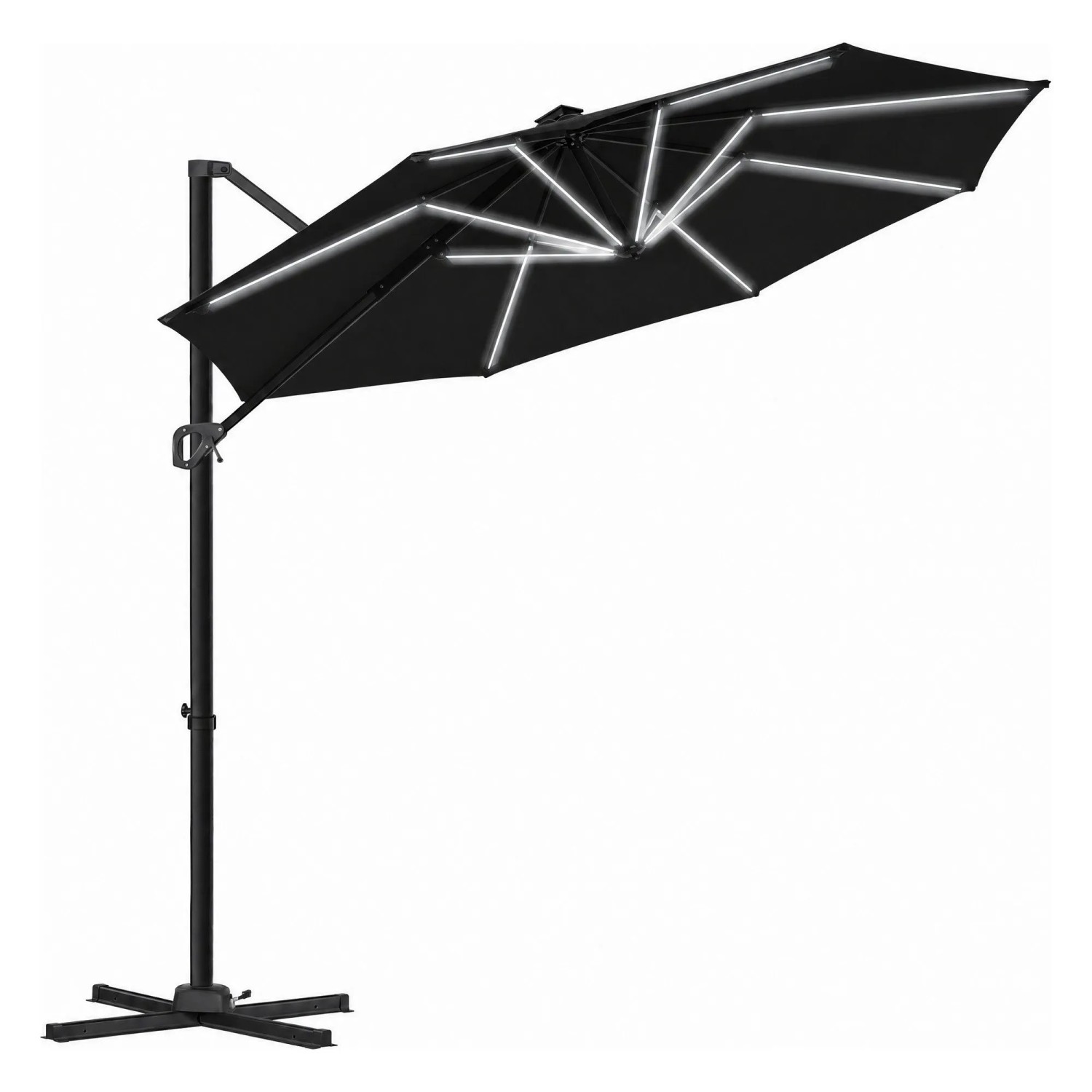 KESSER Ampelschirm SUN XL Drehbar UV50+ Ø 330 cm Schwarz mit LED