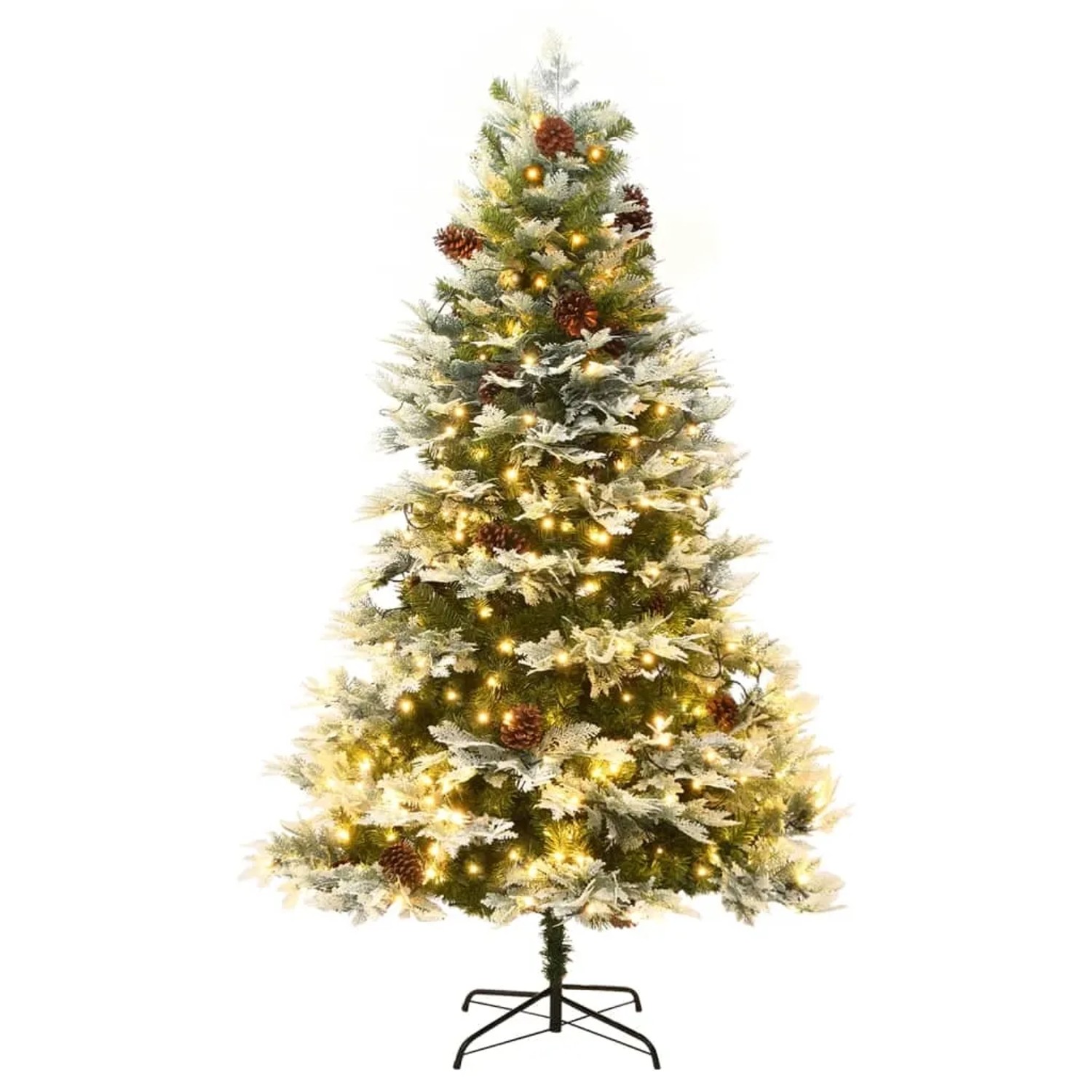 vidaXL Weihnachtsbaum mit LEDs & Kiefernzapfen Grün 195 cm PVC & PE Modell 2