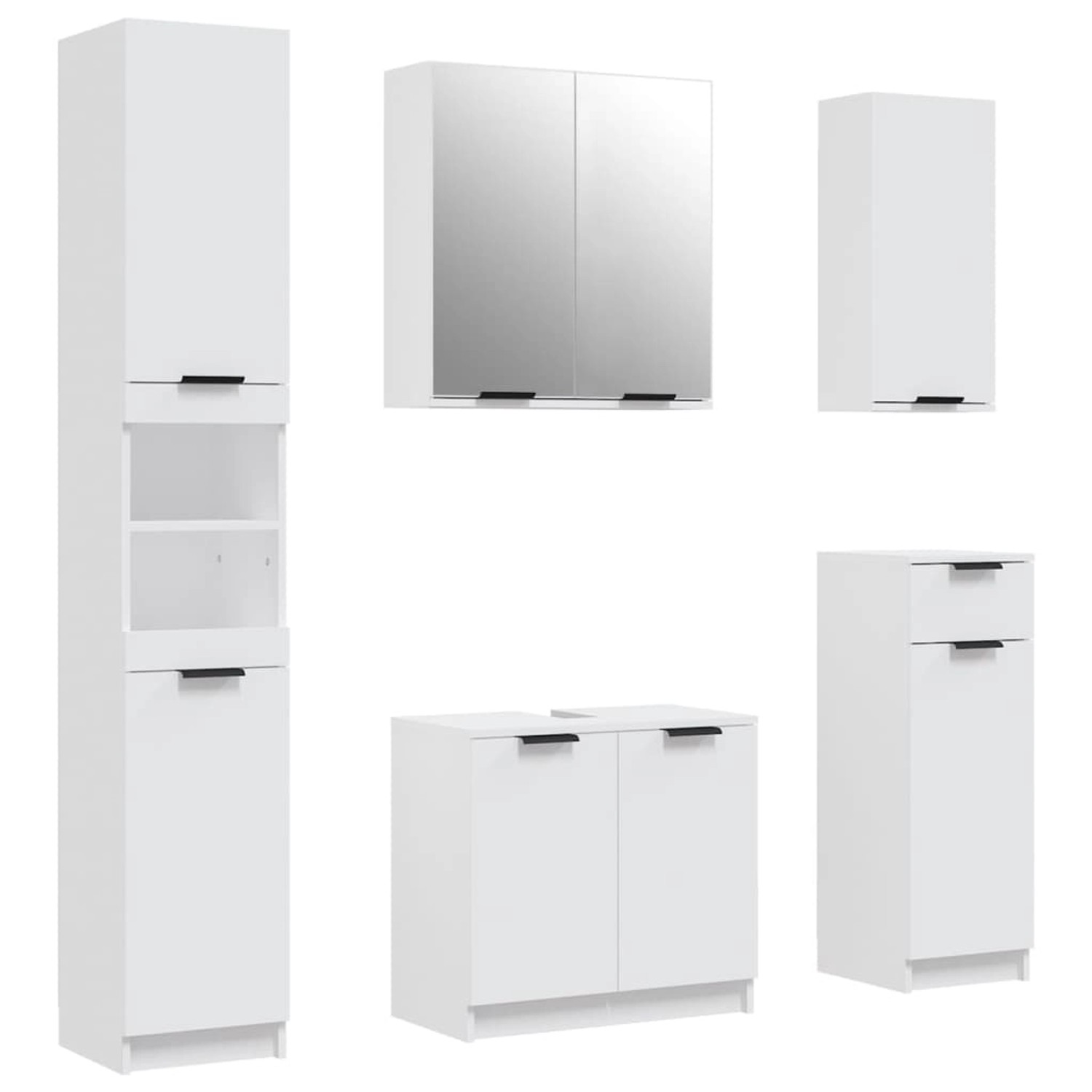 vidaXL 5-tlg. Badmöbel-Set Weiß Holzwerkstoff günstig online kaufen