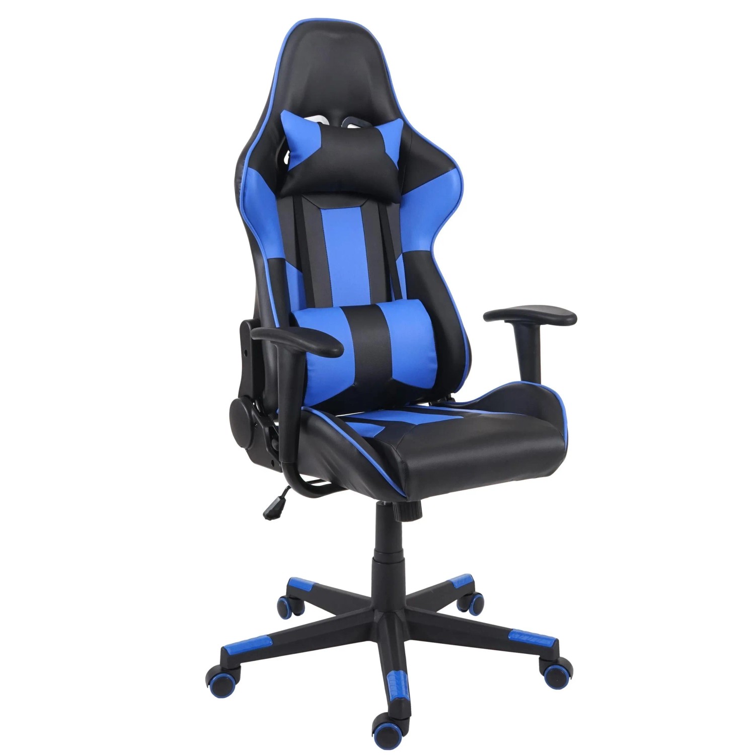Proregal Bürostuhl HxBxT 136x67x69 cm Sitzhöhe 46cm Kunstleder Schwarz/Blau Schreibtischstuhl Gamingstuhl Chefsessel Dre...