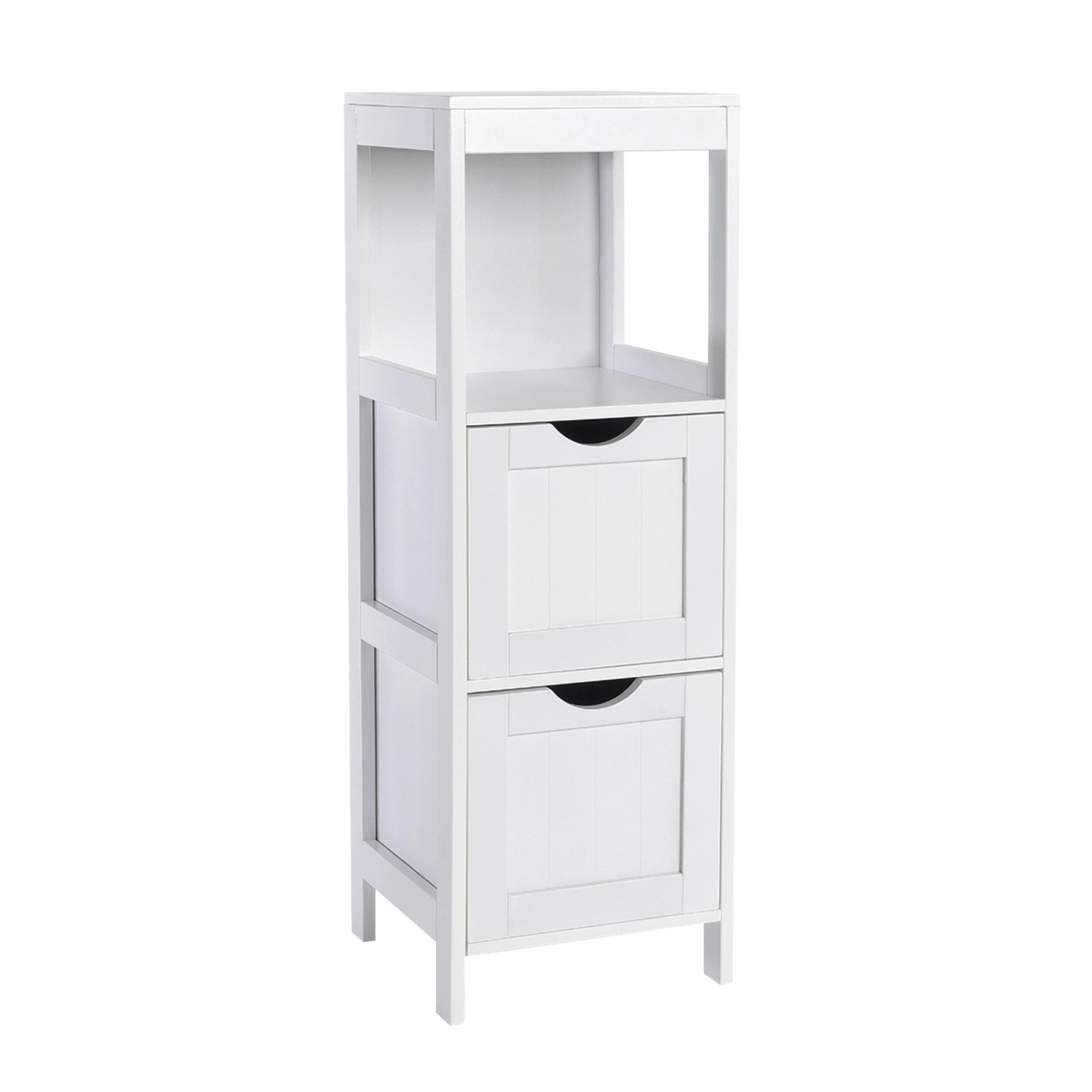 Svita Lintu Badregal Standregal Badezimmerschrank Schubladen Holzoptik Weiß günstig online kaufen