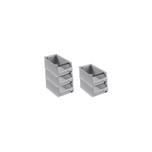 PROREGAL SparSet: Graue Sichtlagerboxen (5x) mit Griffstange, 15x20x35 cm, 7,2 Liter.