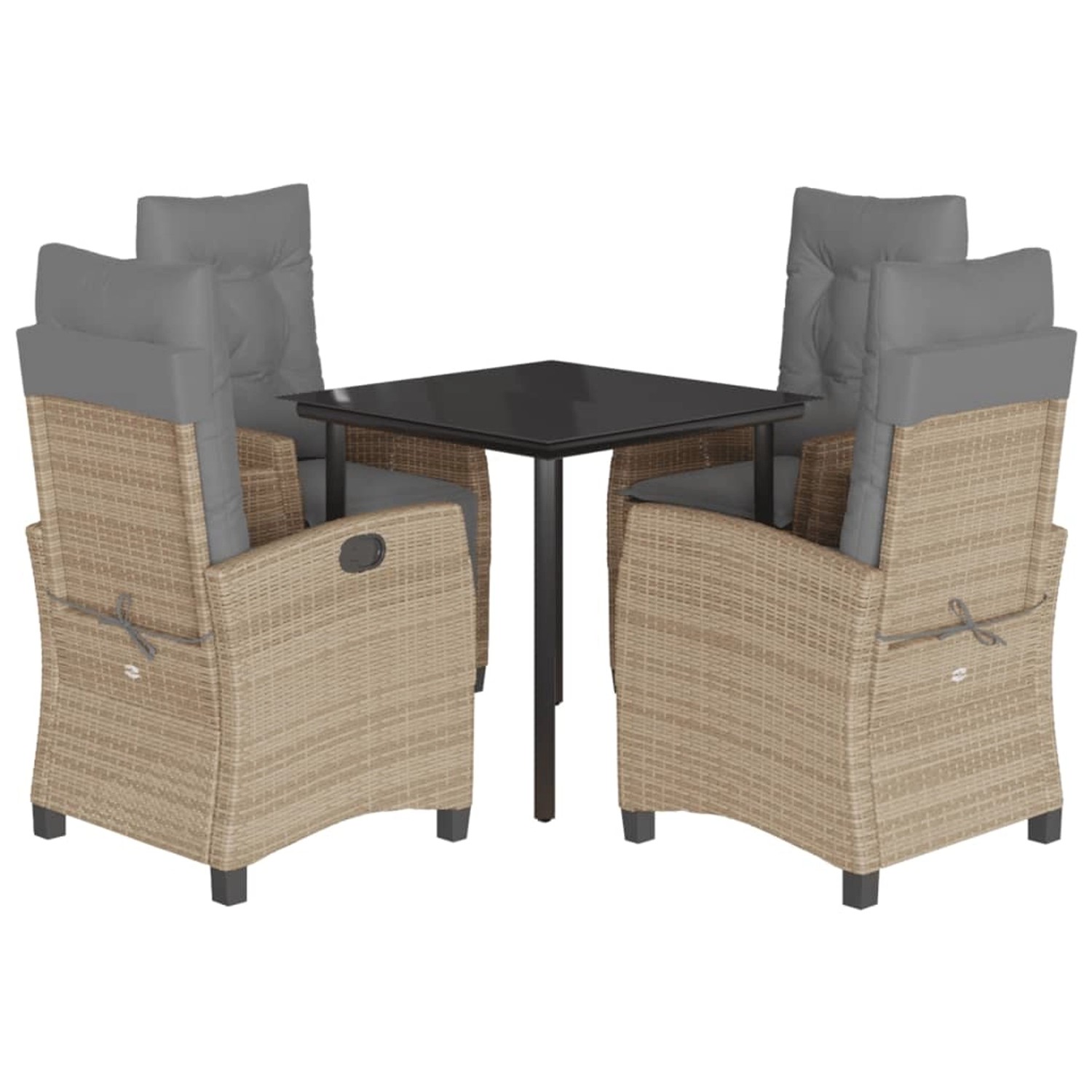 vidaXL 5-Tlg Garten-Essgruppe mit Kissen Beigemischung Poly Rattan 3212834 günstig online kaufen