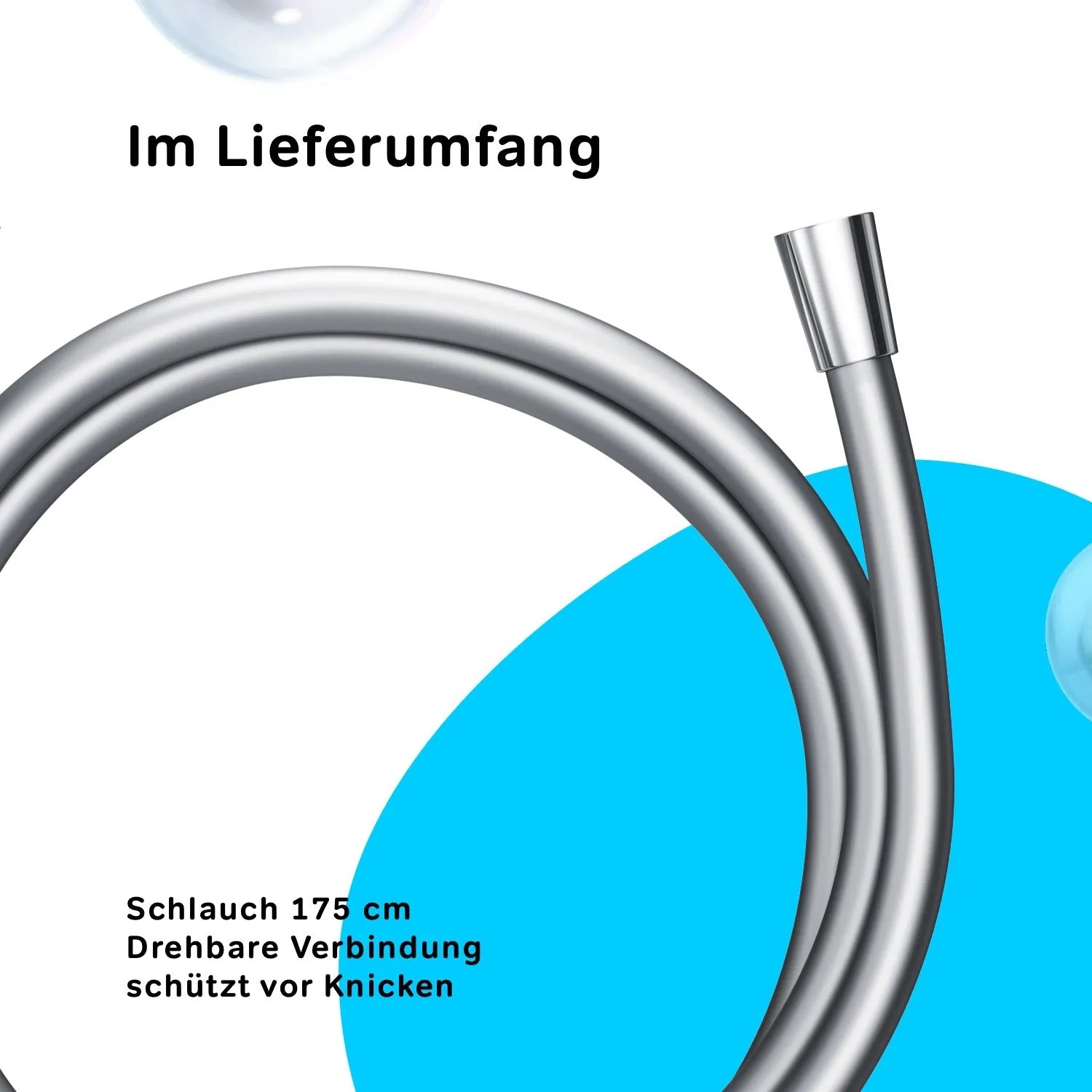 Detailaufnahme: 175 cm Brauseschlauch des AM.PM Duschsystems Hit, chromfarben.