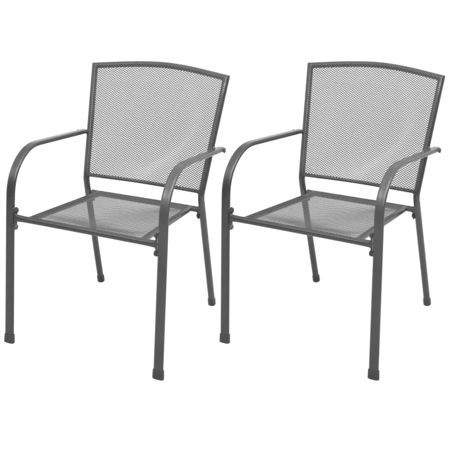 Furnicato Stapelbare Gartenstühle 2er Set Stahl 55x61x87 Cm Anthrazit Mit Metallnetz-design