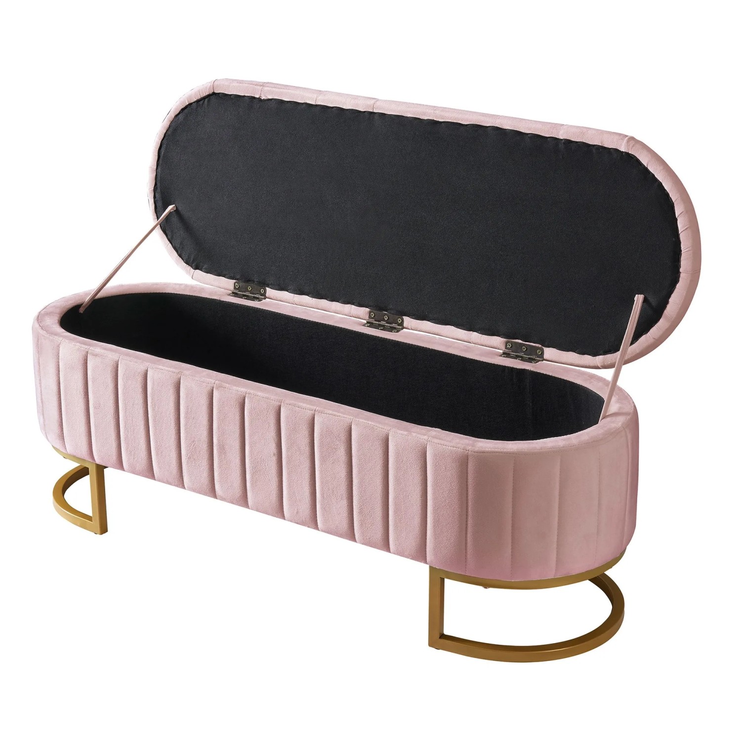 Merax Sitzbank 120x40cm Stauraum Samt Rosa