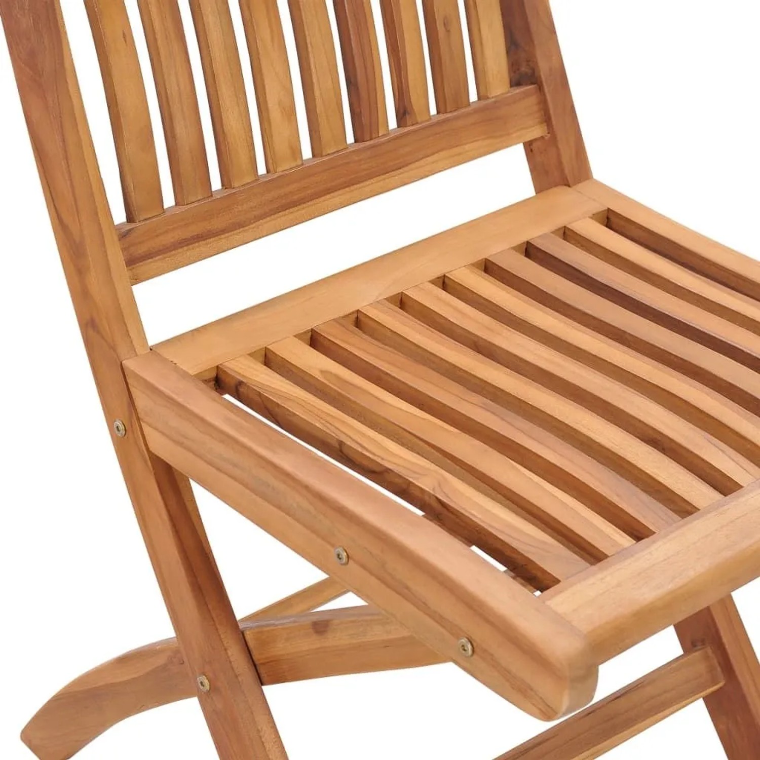 Klappbarer Gartenstuhl aus massivem Teakholz mit Lattenrost-Sitzfläche und Rückenlehne.