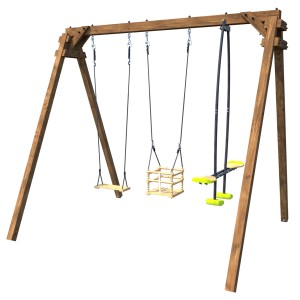 Soulet Holzschaukel Pierre mit Kindersitz und Vis-a-Vis Schaukel für den Garten.