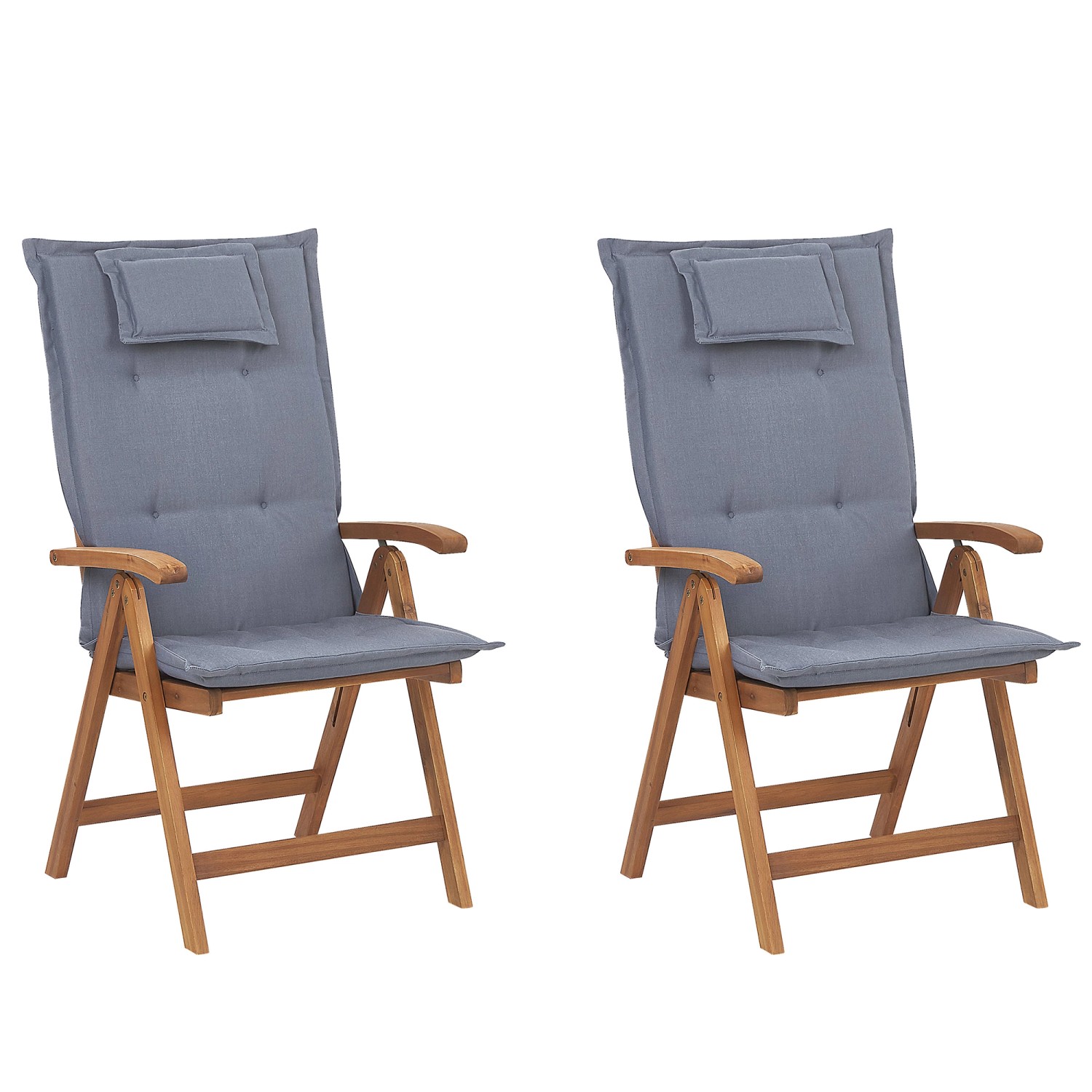Beliani Gartenstuhl Heller Holzfarbton Blau 69x54x105 günstig online kaufen