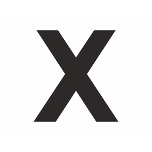 Schwarzer Aufkleber "X", 6 cm hoch, aus PVC-Folie für Schilder.