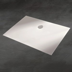 Rechteckige, weiße Kronenbach Mineralguss-Duschwanne Cube 120x90 cm mit Antislip-Beschichtung.