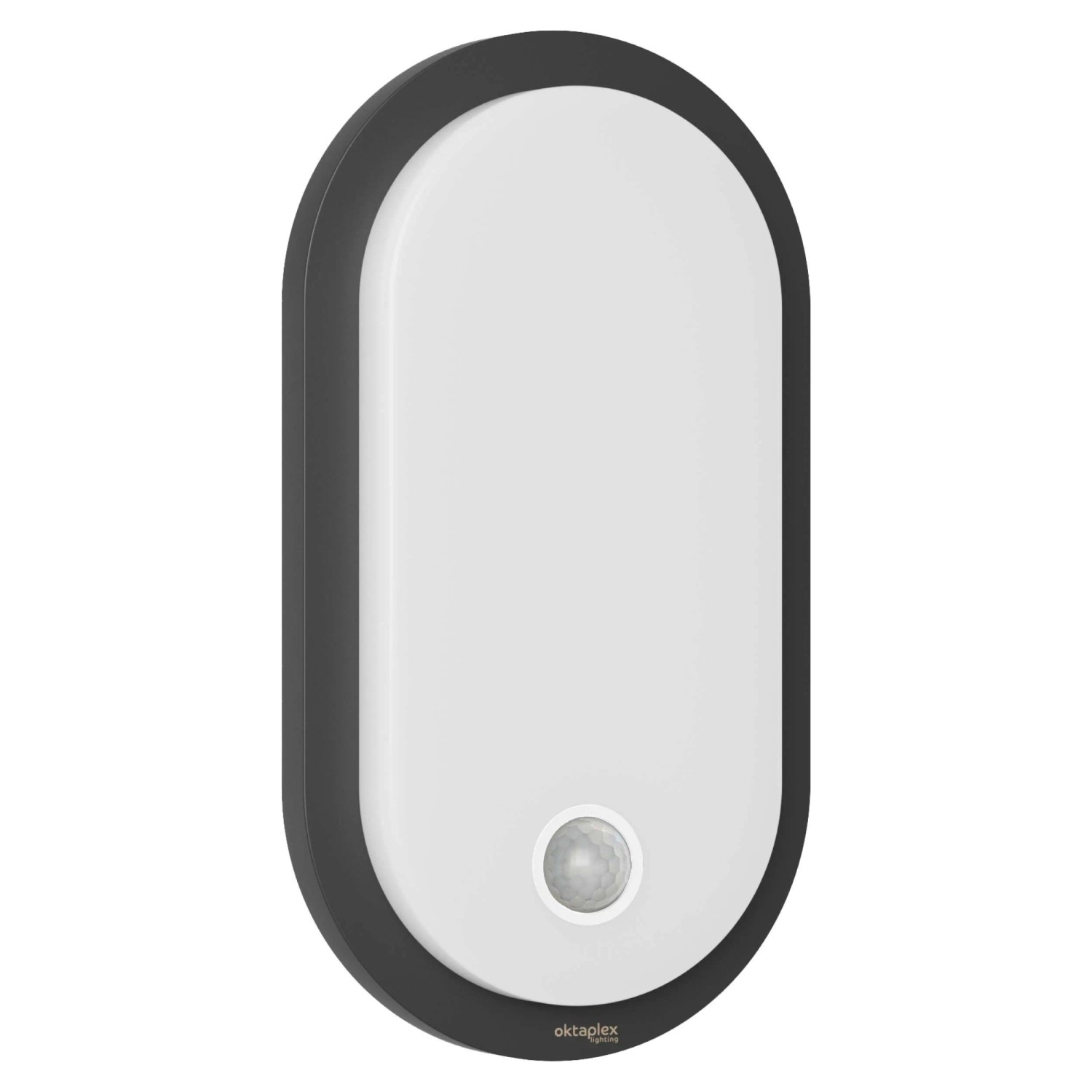 Oktaplex Plato Motion LED-Außenleuchte mit Bewegungsmelder Oval Flach 10,5W 1010lm Warmweiß 3000K IP65 Anthrazit