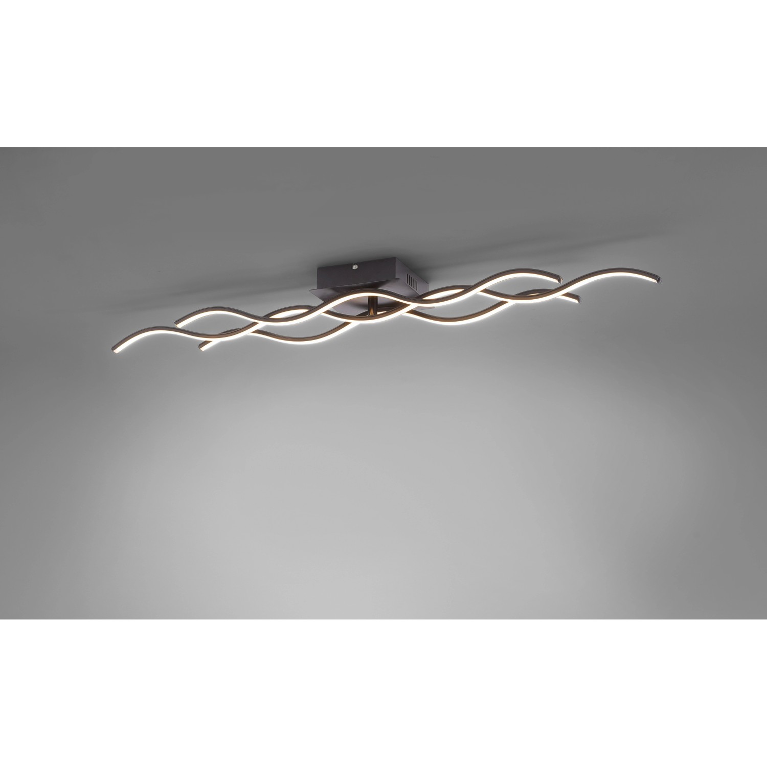 Moderne LED-Deckenleuchte Wave in Schwarz, 97,5 cm breit, für Wohnräume.
