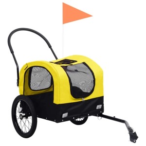 vidaXL 2-In-1 Fahrradanhänger für Hunde und Buggy Gelb und Schwarz 92439