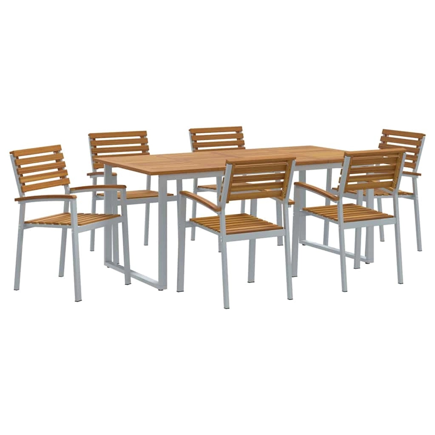 vidaXL Garten Essgruppe 7-Tlg Grau und Braun Akazie Massivholz 3284348 günstig online kaufen
