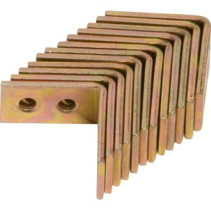 Gelb verzinkte Stuhlwinkel, 50x50x15 mm, für Holzkonstruktionen im Heimwerkerbereich.