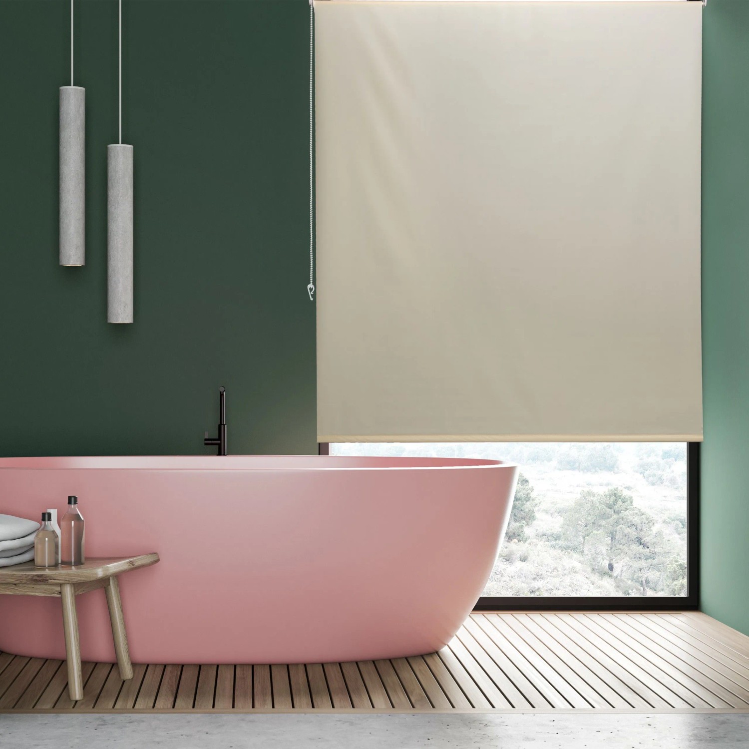 Relaxdays Duschrollo Aluminium Kunststoff Beige Wasserabweisend Schnelltrocknend 60 cm x 240 cm_5