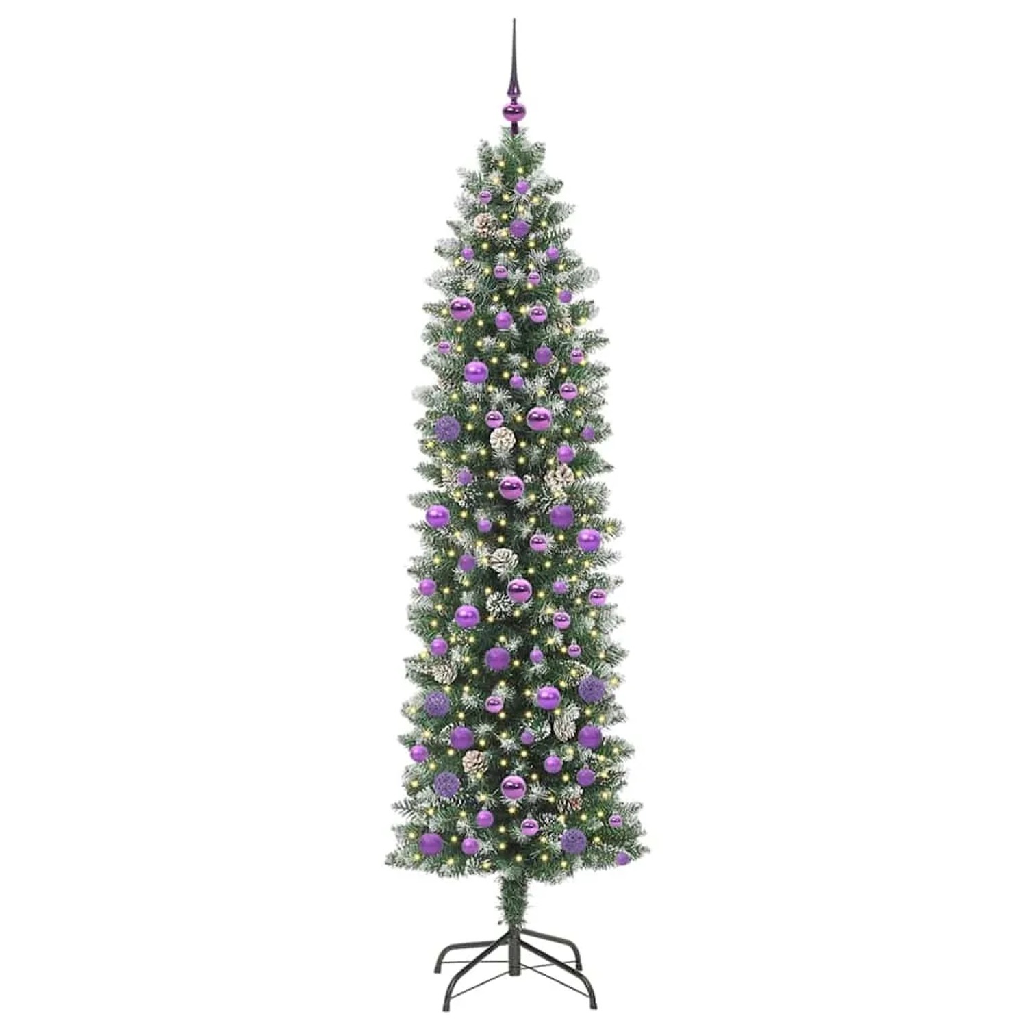 vidaXL Künstlicher Schlanker Weihnachtsbaum Grün und Weiß 210 cm 3395311