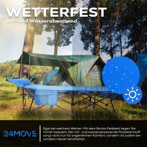 24Move Feldbett Campingbett Faltbar Bis 150 Kg Blau