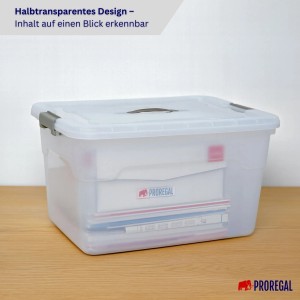 Proregal Aufbewahrungsbox Mit Deckel 30L 4er Set Klein Transparent Stapelbar Kunststoffbox Verschlussclips Stapelbox Aufbewahrungsbehälter Büro