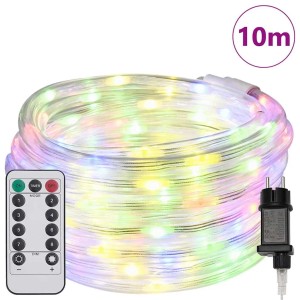 Mehrfarbige vidaXL Lichtseil-Lichterkette, 10 m, mit Fernbedienung und 240 LEDs.