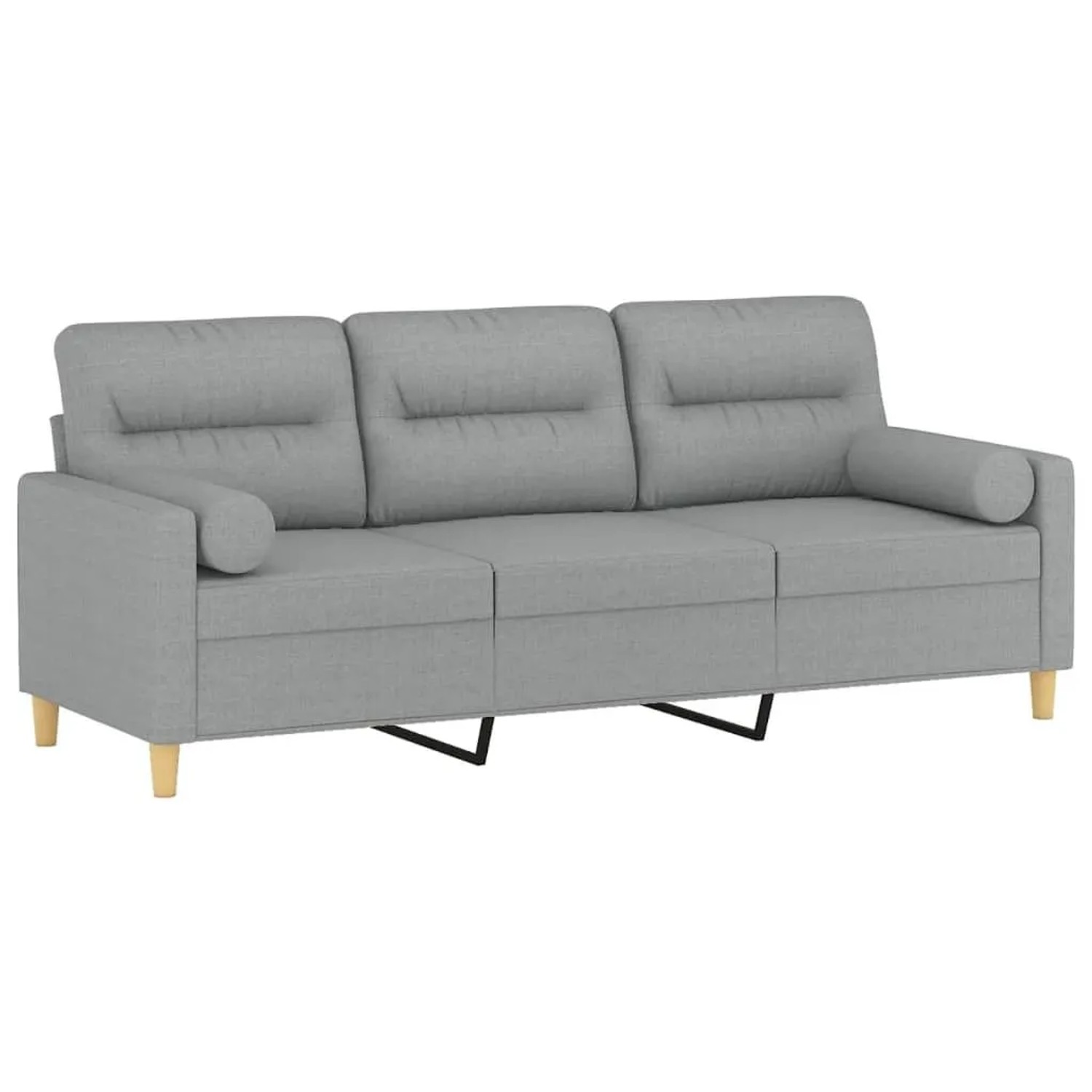 vidaXL 3-Sitzer-Sofa mit Zierkissen Hellgrau 180 cm Stoff 3200829